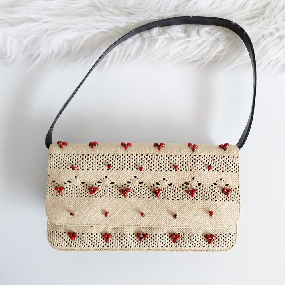 Nancy Gonzalez Wicker Crocodile Shoulder Bag 90s Style Cottage Elegant